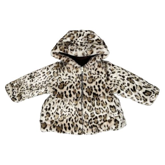Pistachio Leopard Print Reversible Puffer Coat 2T - Picture 7 of 9
